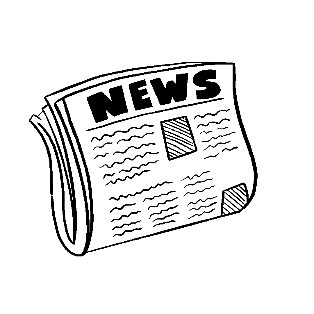 Animated line drawing of a newspaper that unfurls to reveal a classroom whiteboard with "Today's lesson" written on it