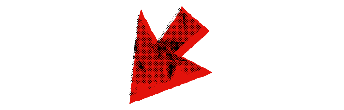 Red and black halftone arrow