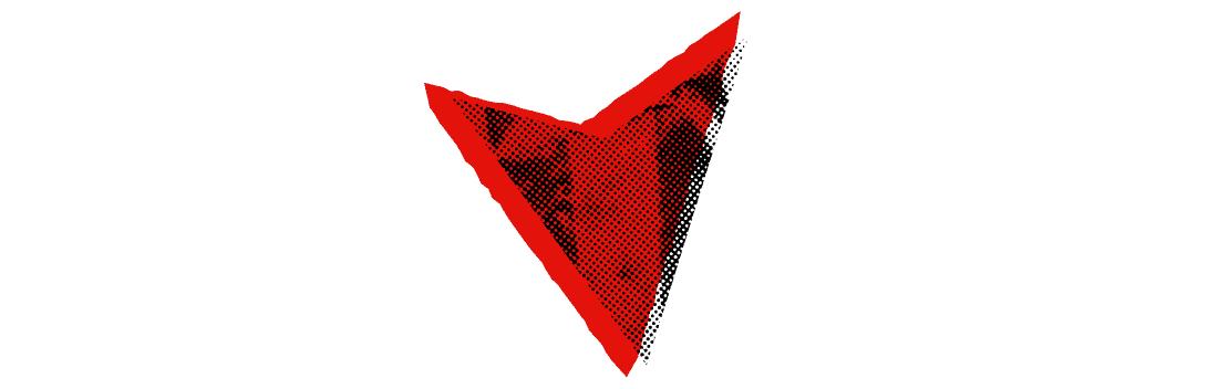 Red and black halftone arrow