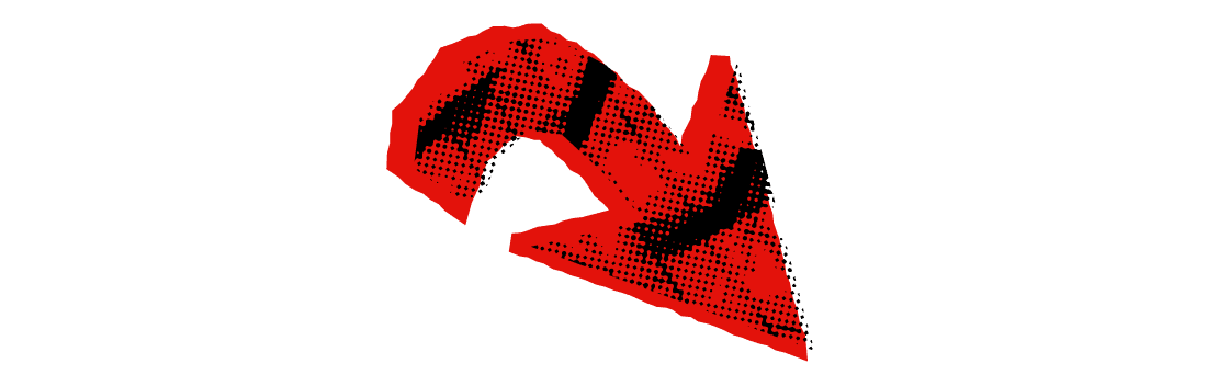 Red and black halftone arrow